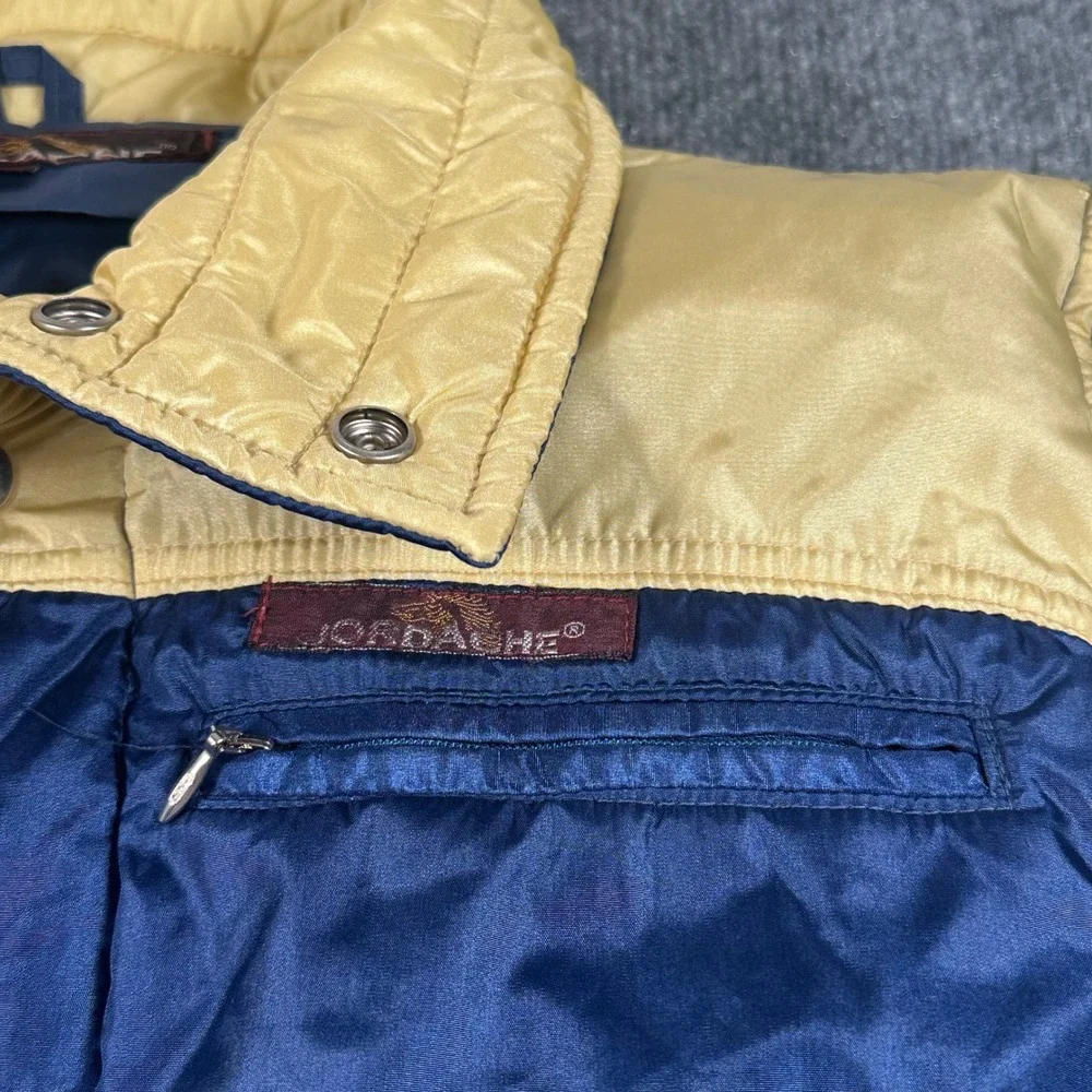 Vintage 70s 80s Jordache Canvas Puffer Vest Men's Medium Blue‎ Yellow